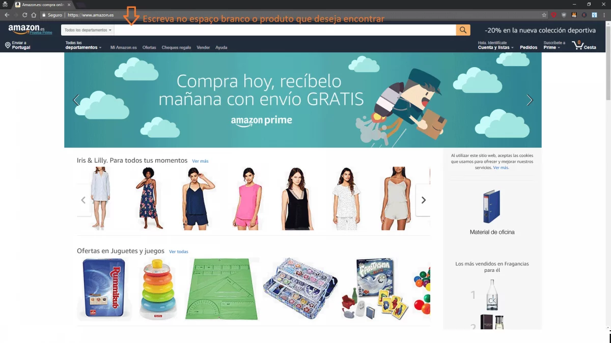 Procurar produtos na Amazon Espanha